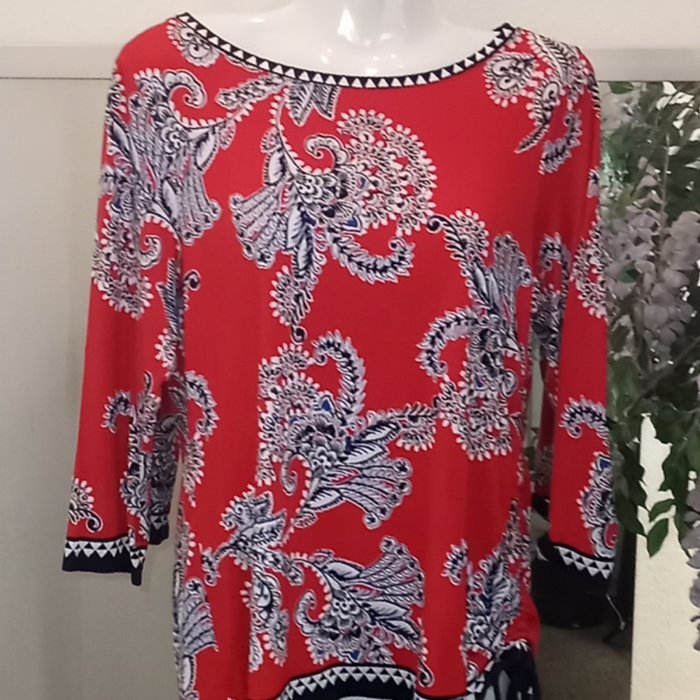 Ruby Rd. Floral Jersey Ruched Tunic - Picture 2 of 13